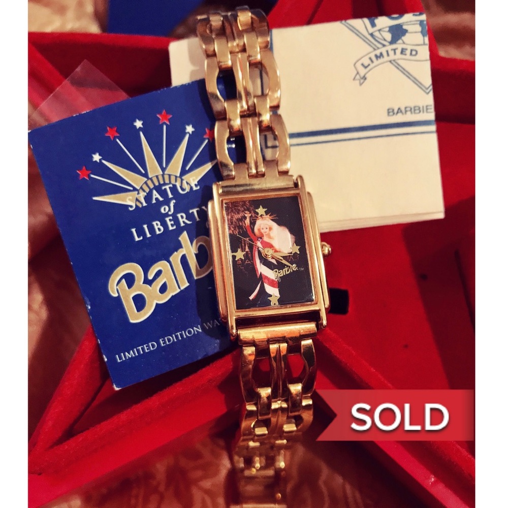 Statue Of Liberty Barbie Watch Vintage Gold Fossil
